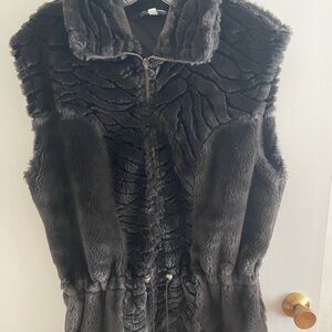 Women's Faux Fur Vest - Dark Brown/black